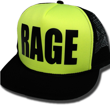 Neon Yellow Rage Black Flatbill - Pink And Black Hat (375x400)