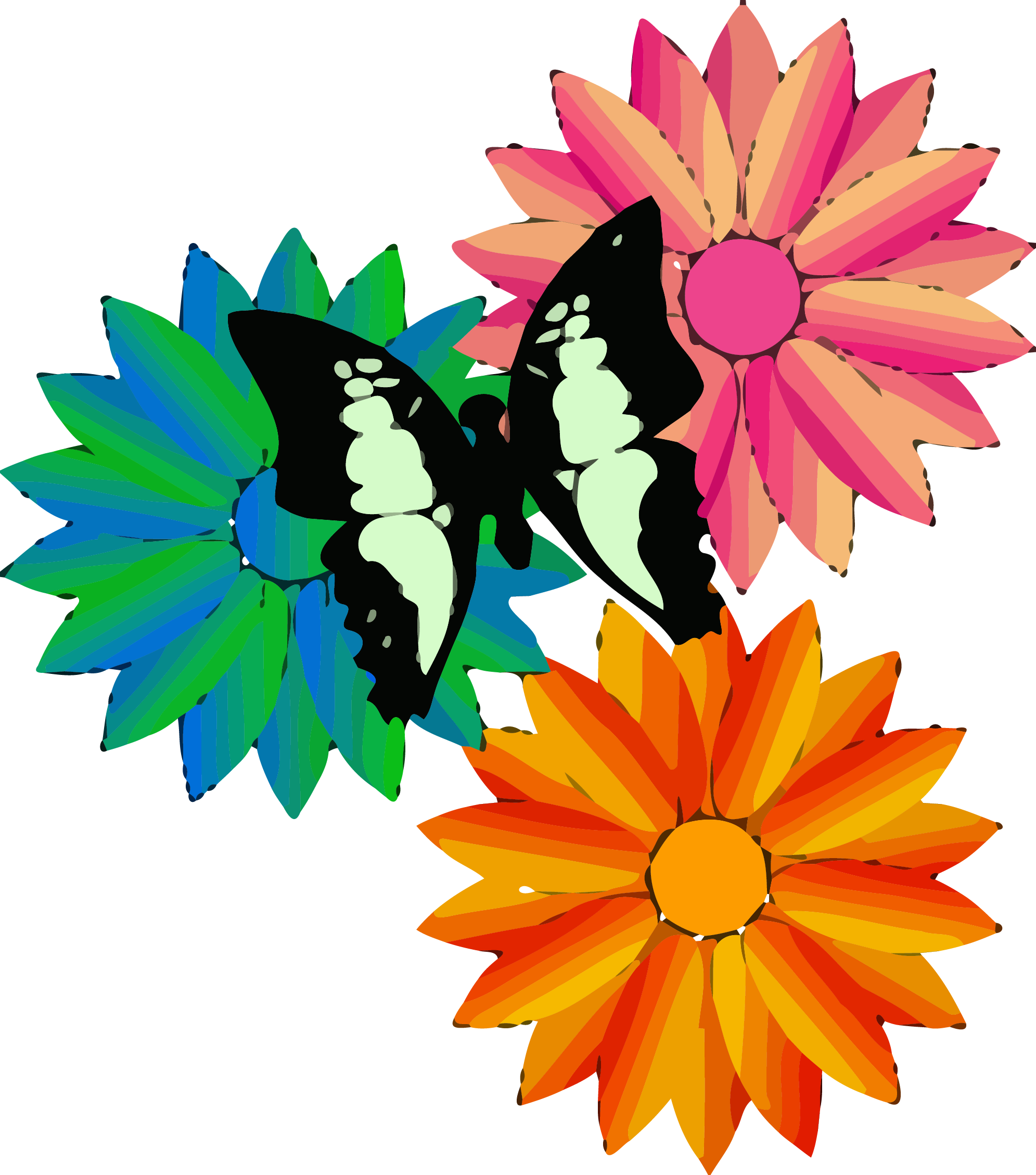 Flowers Butterfly Clipart Png - Animated Flowers And Butterflies (1991x2258)
