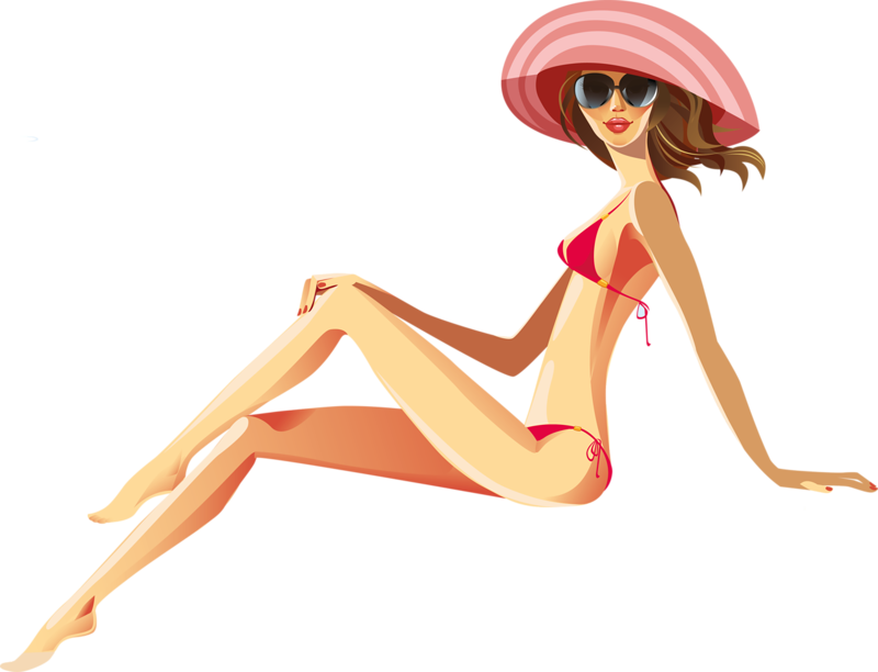 Girl Swimming Pool Woman Illustration - Animated Girl On The Beach (800x612)
