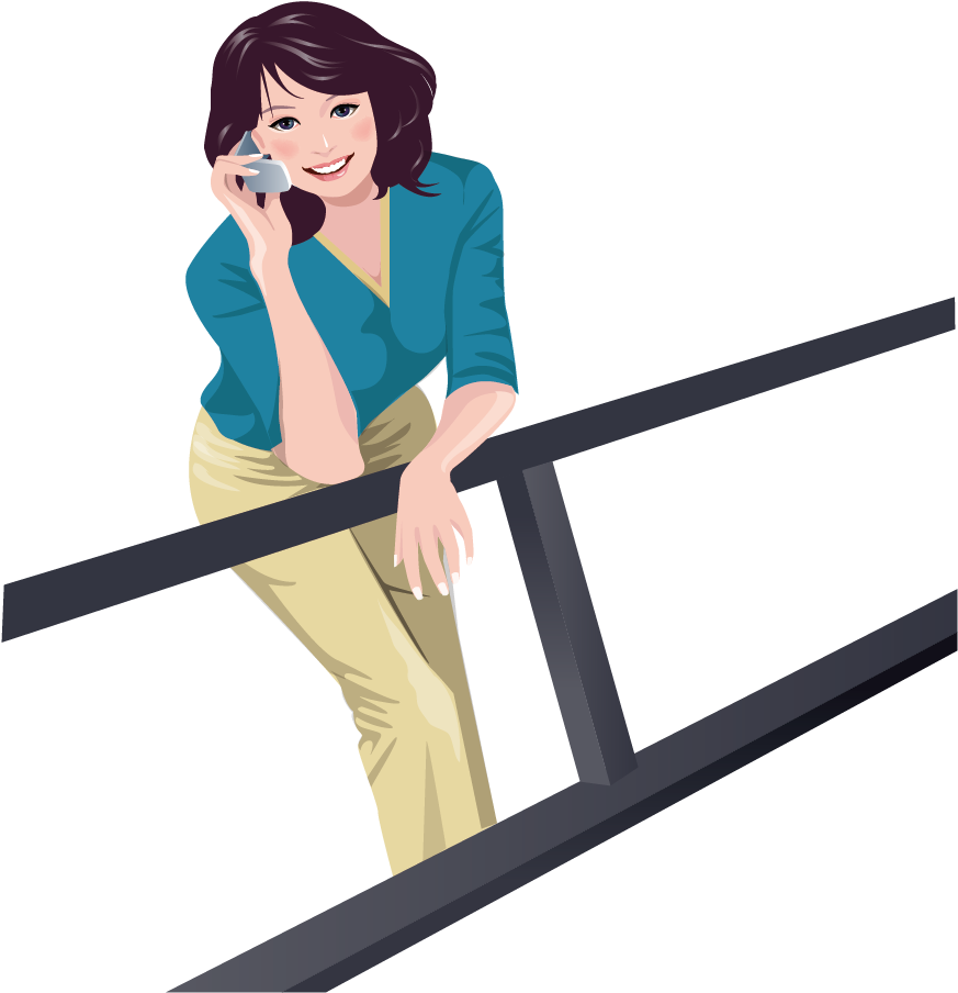 Mobile Phones Female Telephone Illustration - Girl Using Phone Vector (1000x1000)