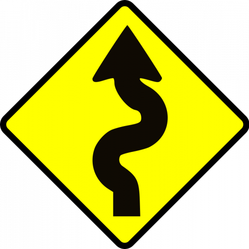 They Can Become Slippery When It Rains, And Often Have - Winding Road Ahead Sign (500x500)