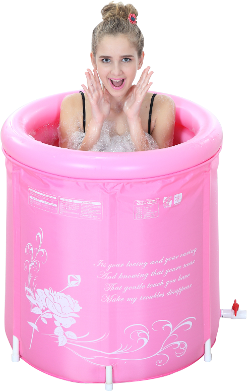 Noo Irun Water Type Inflatable Bathtub Thicken Insulation - 折畳み浴槽 ダブルサイズ 大人用 70*70cm(ピンク) (800x800)