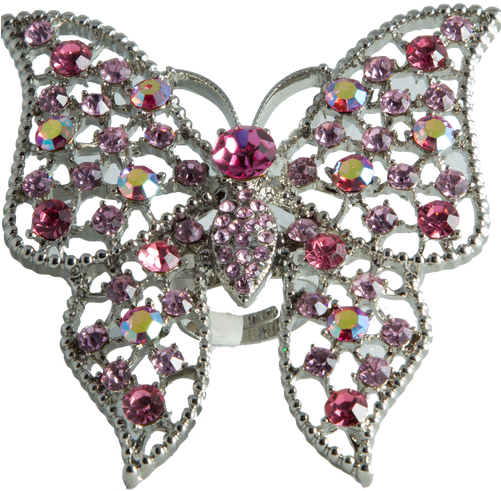 Pink Butterfly Cocktail Ring - Swallowtail Butterfly (500x500)