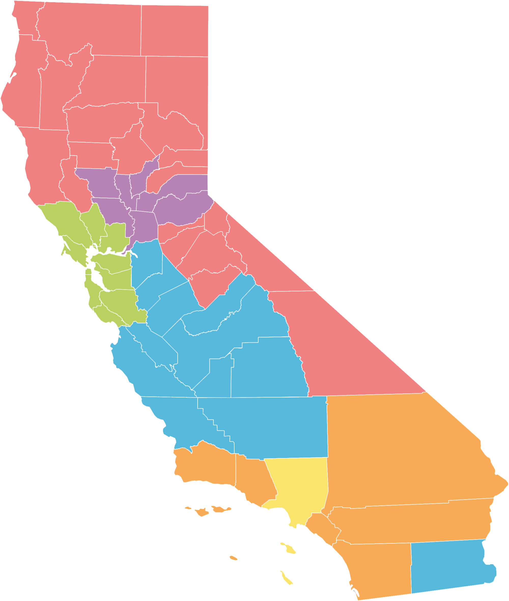 The Lgbt Divide In California - Splitting California Into 3 States Map (2000x2361)