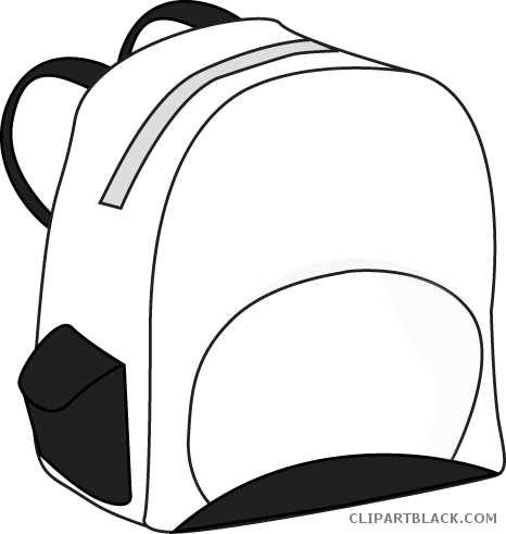 School Backpack Tools Free Black White Clipart Images - Backpack Clipart Black And White (466x491)