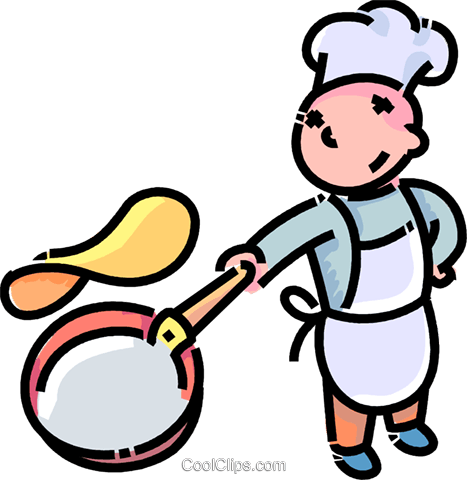 Boy Flipping A Pancake Royalty Free Vector Clip Art - Pancake Flipping Clipart (680x700)