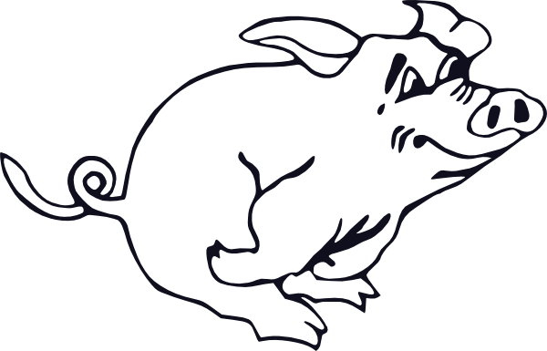 Free Vector Outline Running Pig Clip Art - Snowball Animal Farm Black And White (600x385)