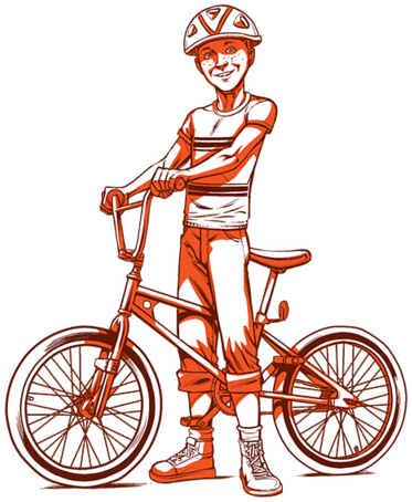 Child Standing Over The Frame Of His Bike Before He - Child (480x480)