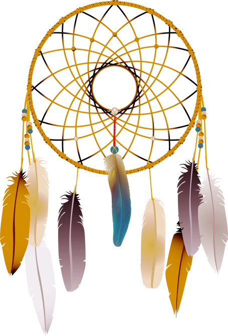 Dreamcatcher Feather Indigenous Peoples Of The Americas - Organza Brown Necklace With Glass Cabochon (455x668)