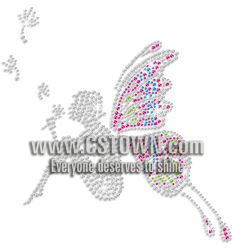 Lovely Butterfly Fairy Iron-on Rhinestone Transfer - Illustration (416x416)