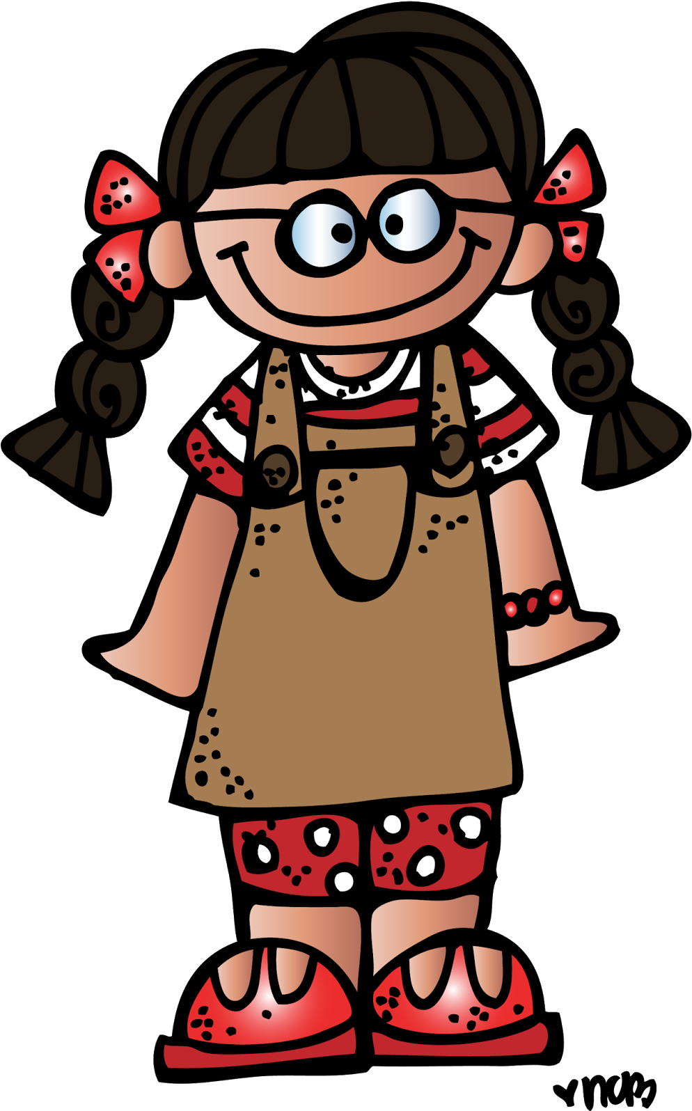 Boy And Girl Nerd Clipart Black And White - Melon Head Girl Clipart (1006x1600)