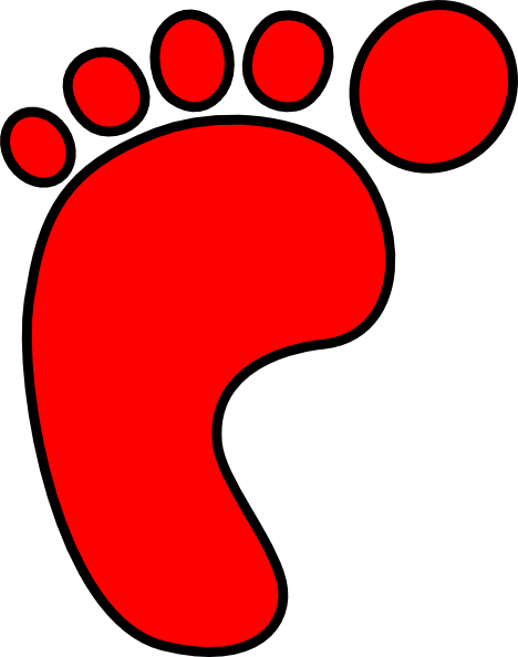 Red Foot Print Clip Art (468x594)