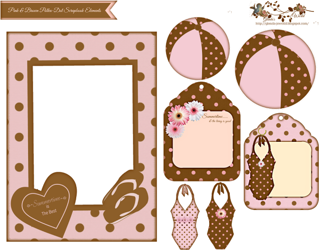 Pink N Brown Polka Dot Scrapbooking Kit - Heart (640x512)