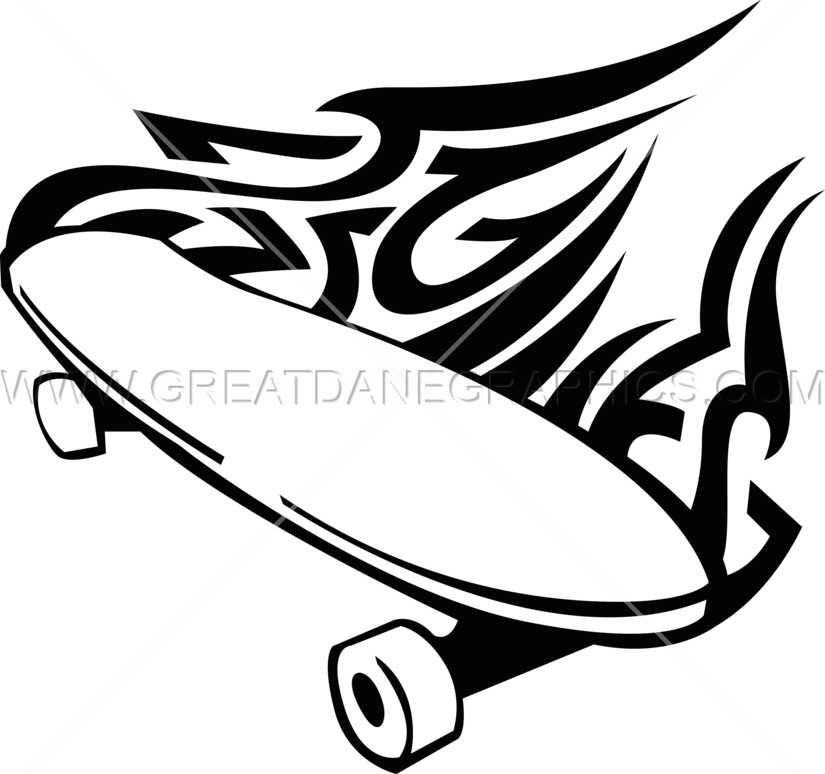 Tribal Skateboard - Skateboard Black And White Png (825x774)