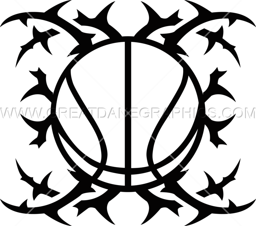 Tribal Spikes On Basketball - Emblem (825x729)