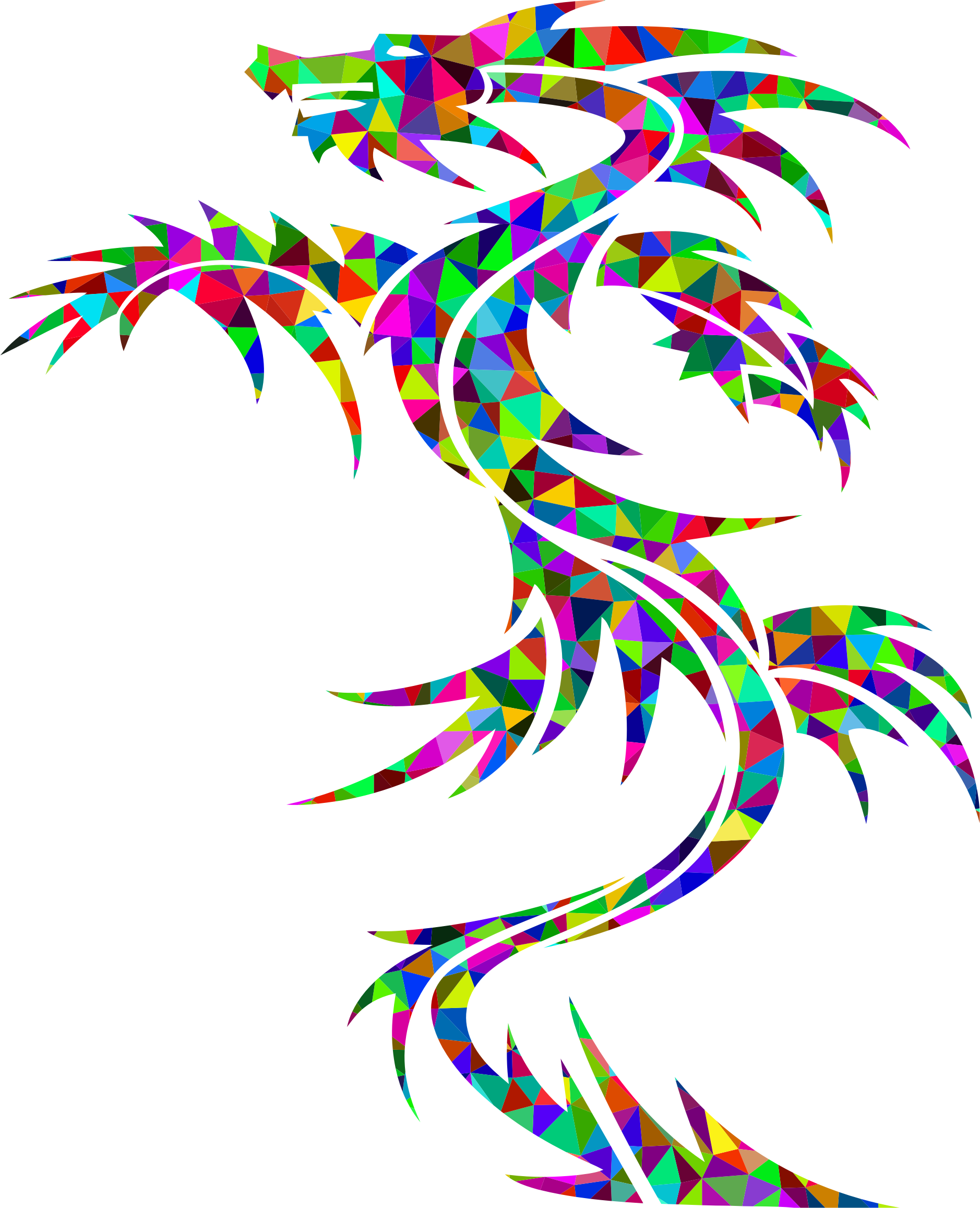 Low Poly Tribal Dragon - Supperb Lower Back Shoulder Neck Arm Temporary Tattoos (1878x2314)
