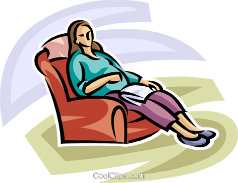 Pregnant Woman Relaxing In A Chair Royalty Free Vector - Woman Resting In A Chair (480x369)