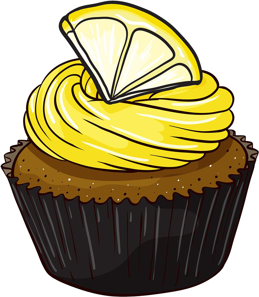 Cupcake Icing Lemon Clip Art - Cupcake (902x1024)