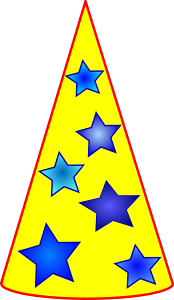 Blue Stars On Yellow Thinking Hat Svg Clip Arts 348 - Clip Art (348x600)