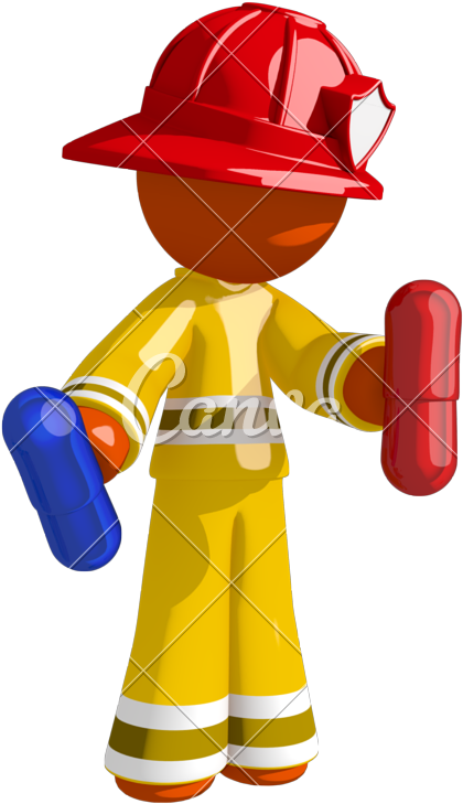 Orange Man Firefighter Red Pill Blue Pill - Red Pill And Blue Pill (498x800)