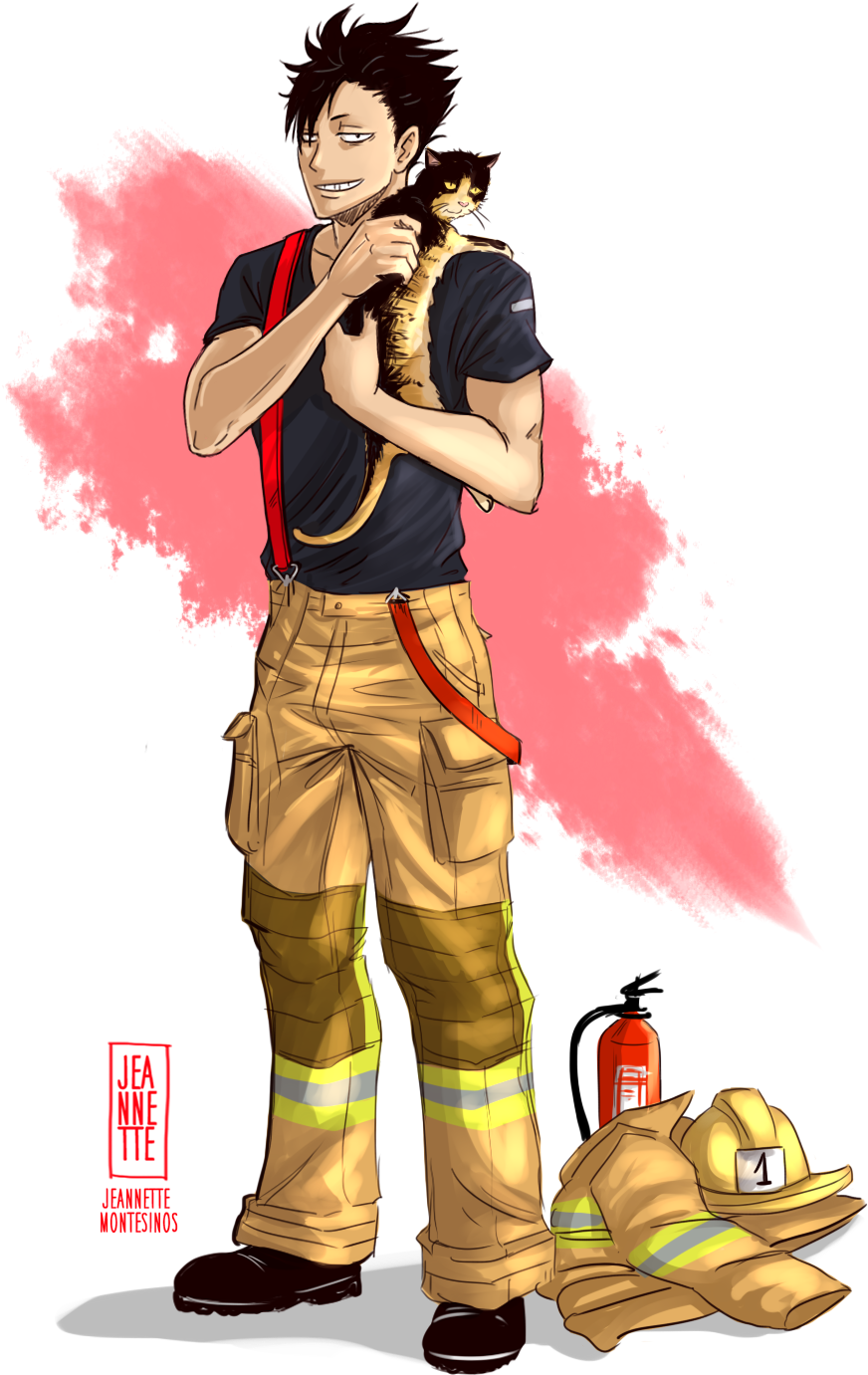 Kuroo Firefighter By Jeannette11 Kuroo Firefighter - Anime Fire Fighter (1050x1500)