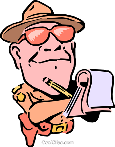 Cartoon Highway Patrolman Royalty Free Vector Clip - Cartoon Highway Patrolman Royalty Free Vector Clip (377x480)
