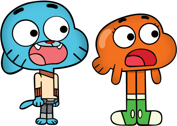 Png To Vector Image Gumball And Darwin Shocked Vector - Imagenes De Gumball Y Darwin (666x475)
