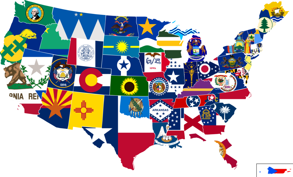 Us Map With State Flags Pin By Brendan On Alternate - New Mexico 50 States (1024x619)