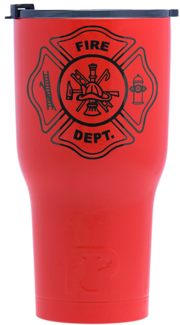 Red With Black Tumbler - Perfect Memorials Gold Fire Department Dog Tag Stainless (355x641)