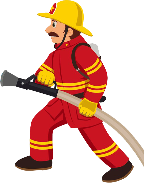 Fire Safety & Security - Fireman Clipart (502x637)