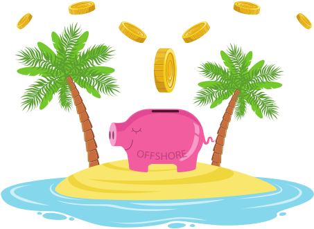 Gold Coins Falling In A Piggy Bank On A Tropical Island - Bank (550x550)