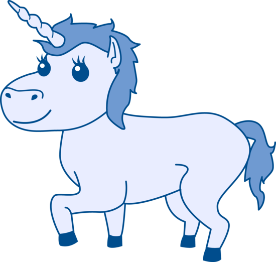 Blue Unicorn Design - Clipart Black And White Unicorn (550x522)