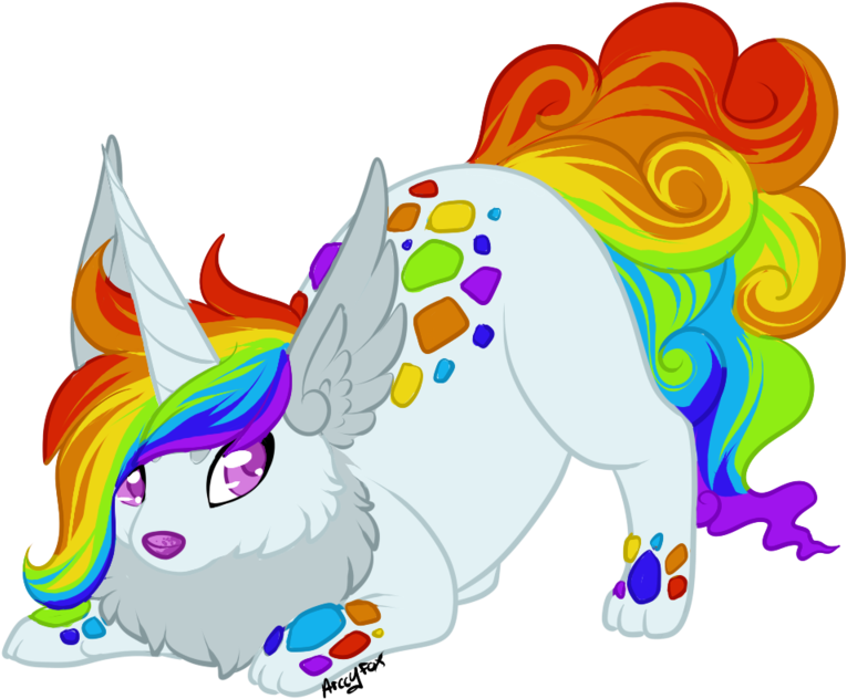 Rainbow Unicorn Cake By Arccyfox - Cartoon (800x800)