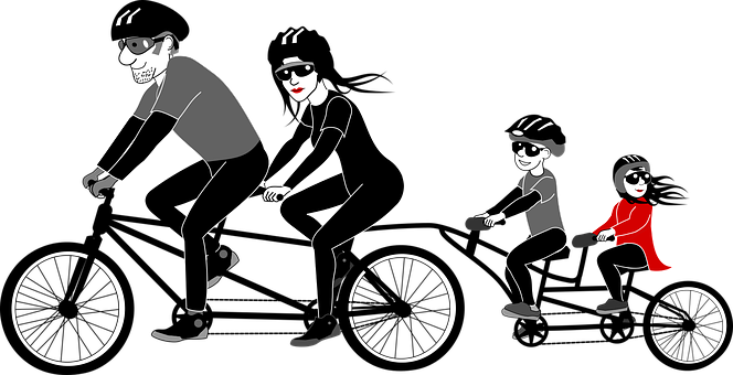 Bicicleta, Niños En Bicicleta, Niño - Family Bike Riding Clipart (664x340)