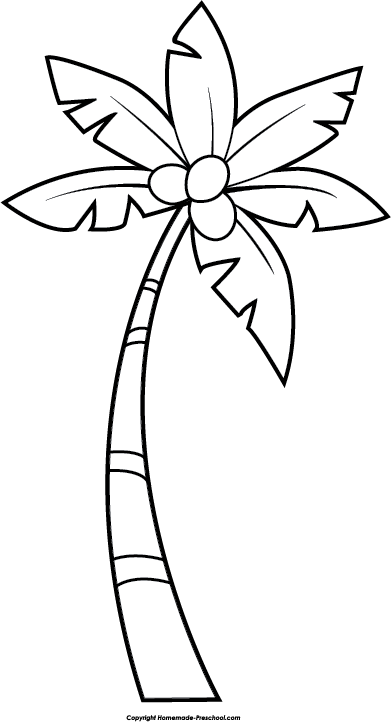 Clipart Trees Black And White Free Tree Black And White - White Palm Tree Clip Art (391x722)