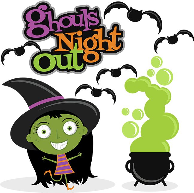 Ghouls Night Out Svg Scrapbook Cuts Witch Cut File - Halloween Costume Shirt Ghouls Night Out Cute Halloween (648x645)