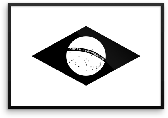 Brazil Flag Wall Art - Brazil Flag Black White (650x650)