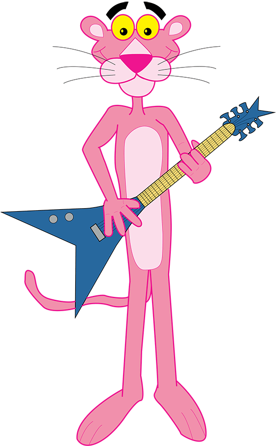 Categories - Pink Panther With Guitar (563x906)