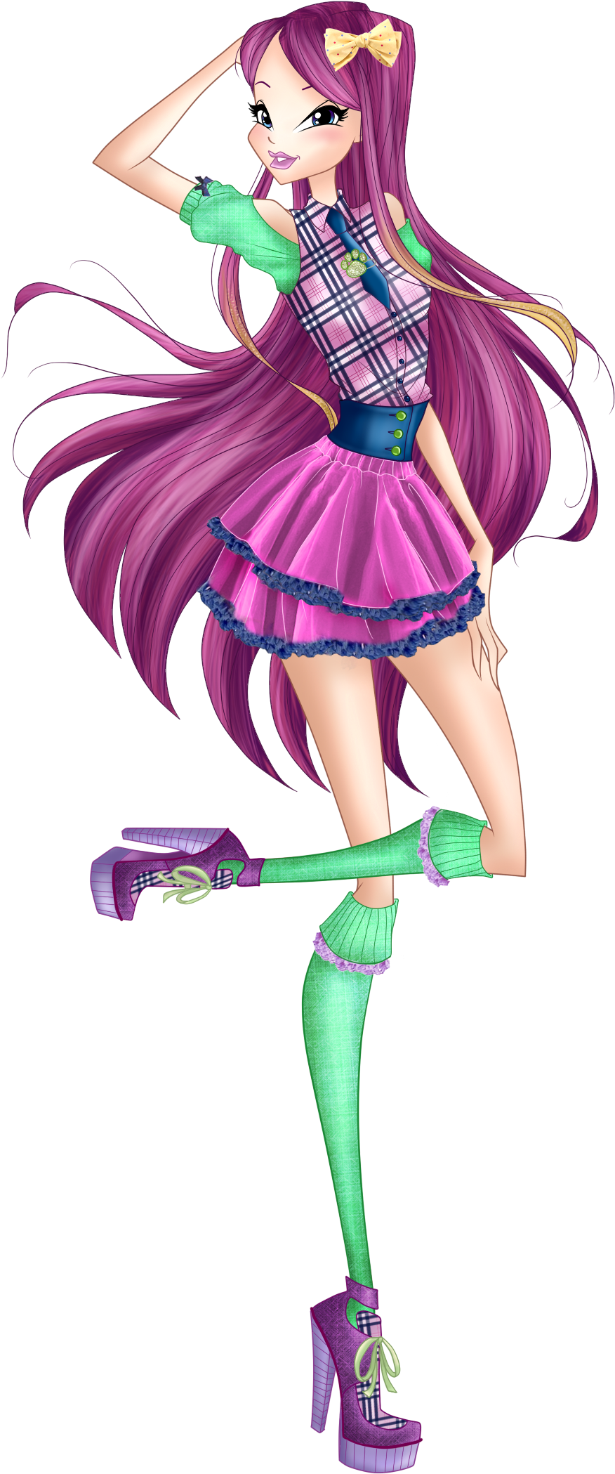 Roxy Preppy Style Couture By Himomangaartist - Winx Club School Aisha Uniform New (1000x2200)