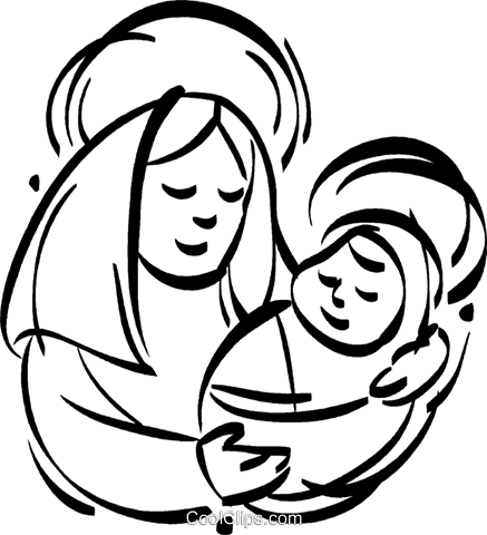 Mother And Baby Clipart Mary Mother - Mother And Baby Clipart Mary Mother (437x480)