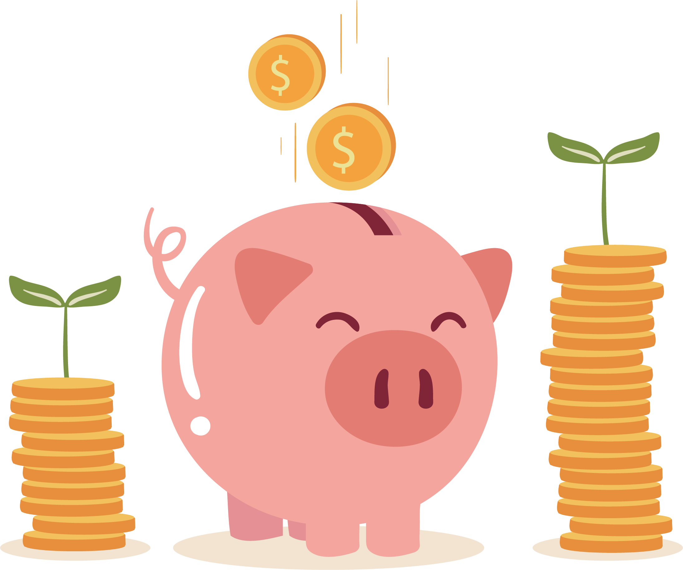 Piggy Bank Coin - Piggy Bank Vector Png (2189x1826)