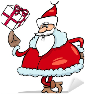 Santa With Gift Cartoon Illustration Sticker • Pixers® - Cartoon Santa Claus With Presents (400x400)