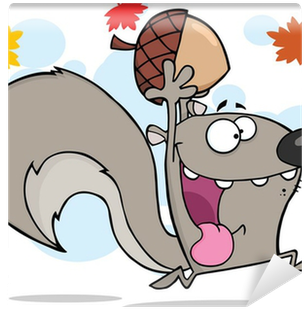 Crazy Gray Squirrel Cartoon Character Running With - Squirrels Go Nuts - Over 200 Jokes + Cartoons - Animals, (400x400)