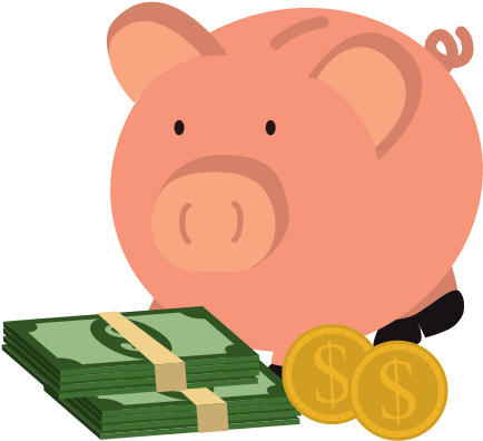Piggy Bank With Dollars Vector - Cartoon (550x550)