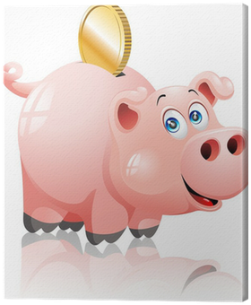Salvadanaio Maiale Cartoon Pig Money Box Vector Canvas - Domestic Pig (400x400)