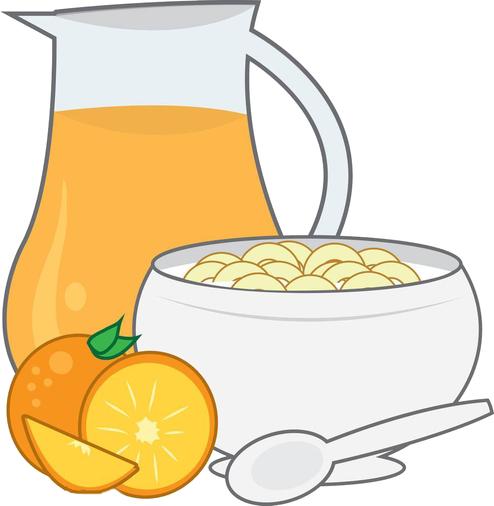 Orange Juice Breakfast Milk Toast Clip Art - Cereal (975x1000)