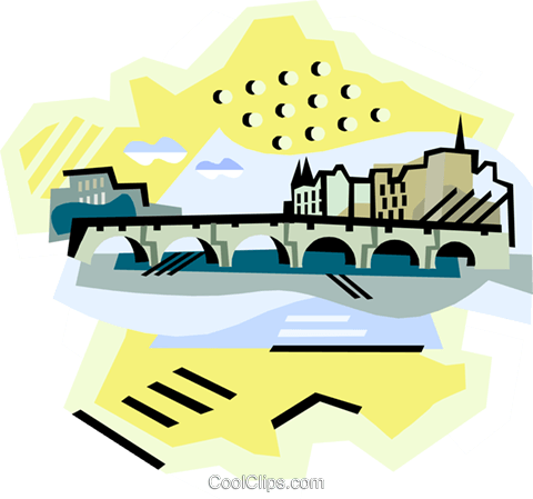 Paris Royalty Free Vector Clip Art Illustration - River (480x449)