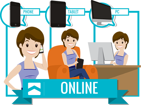 Online Call Center In Store - Cartoon (466x348)