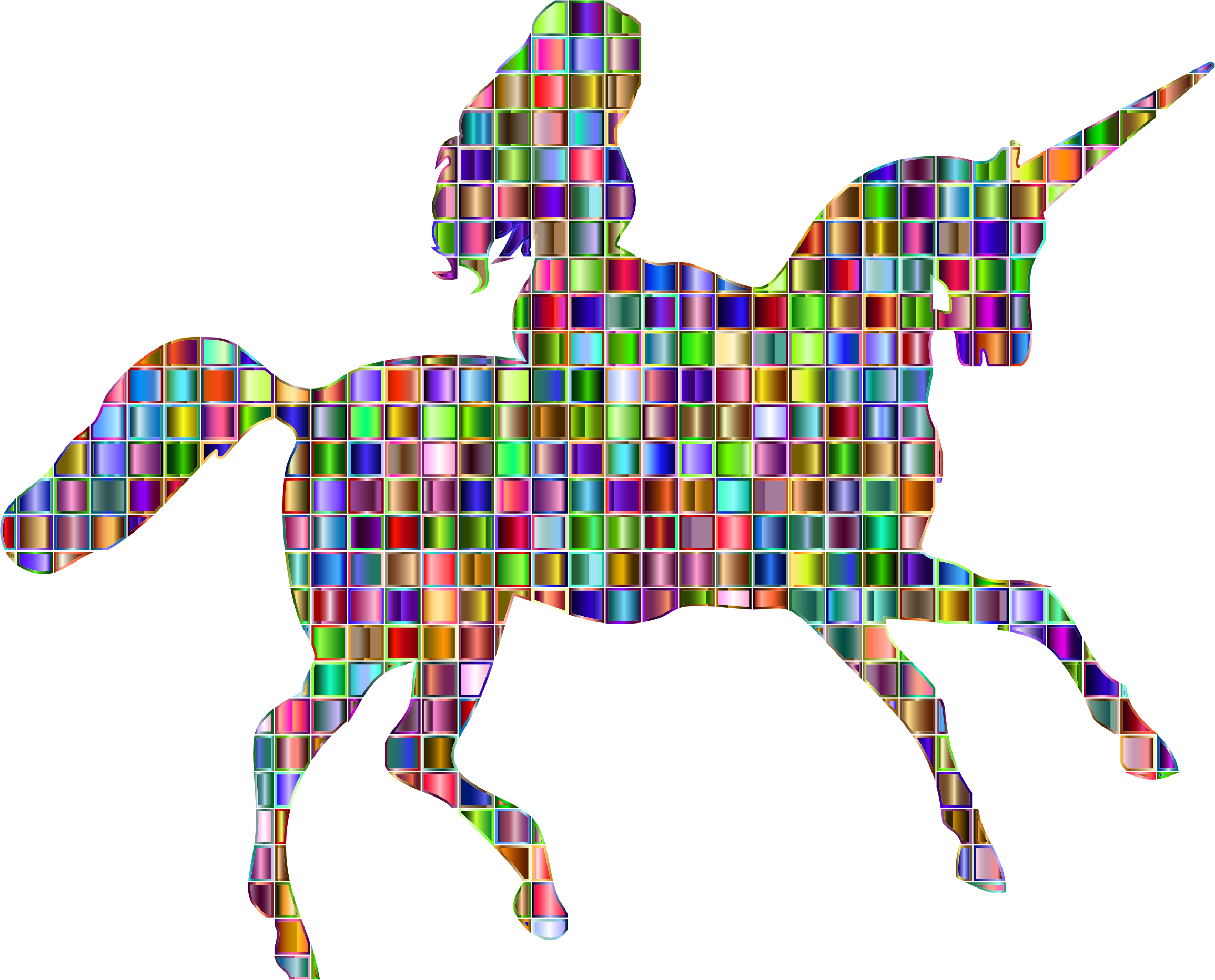 Mosaic Woman Riding Unicorn - Chromatic Unicorn (2310x1864)