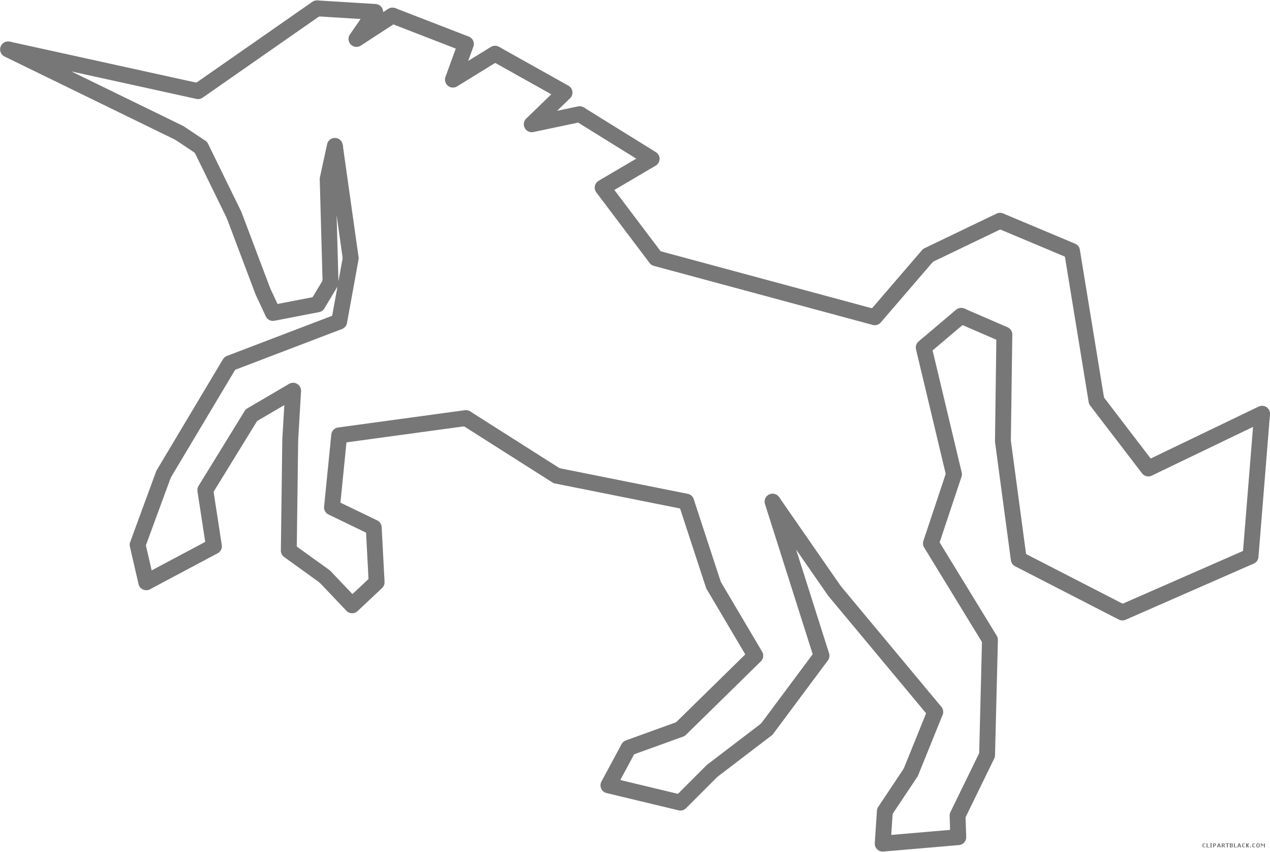 Unicorn Outline Animal Free Black White Clipart Images - Clip Art (2499x1676)